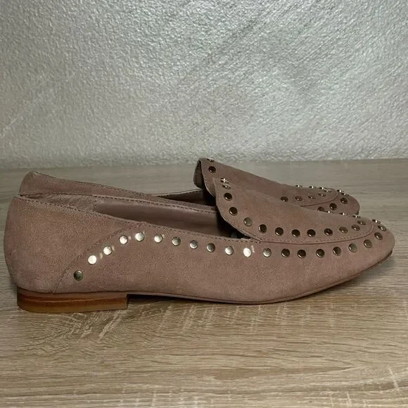 Bleecker & Bond Arianna Women 7.5M Beige Suede Studded Flats Loafers Shoes - Picture 3 of 11